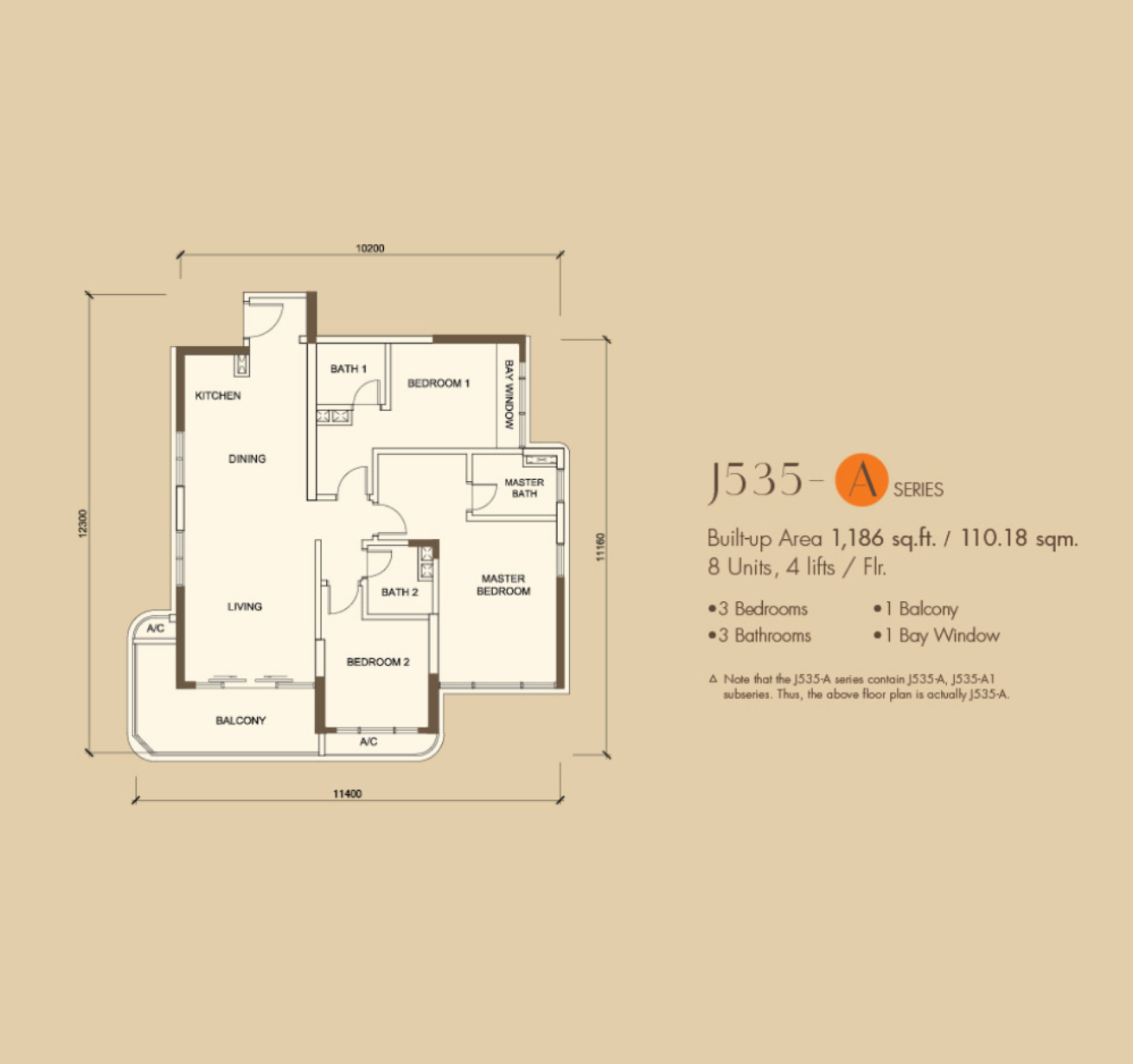 Country Garden Danga Bay 3 Bedrooms Plan A