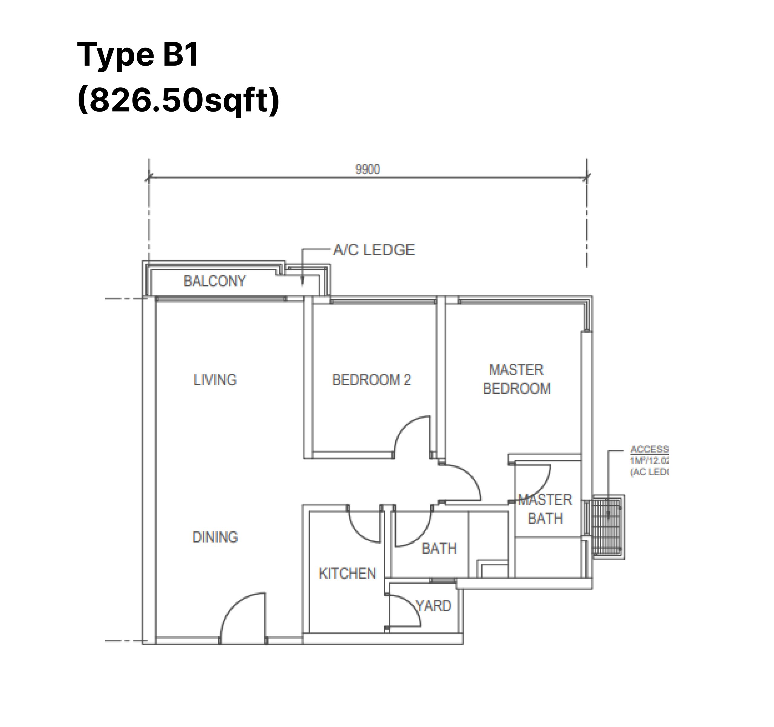New Danga Bay Type B1 Floor Plan