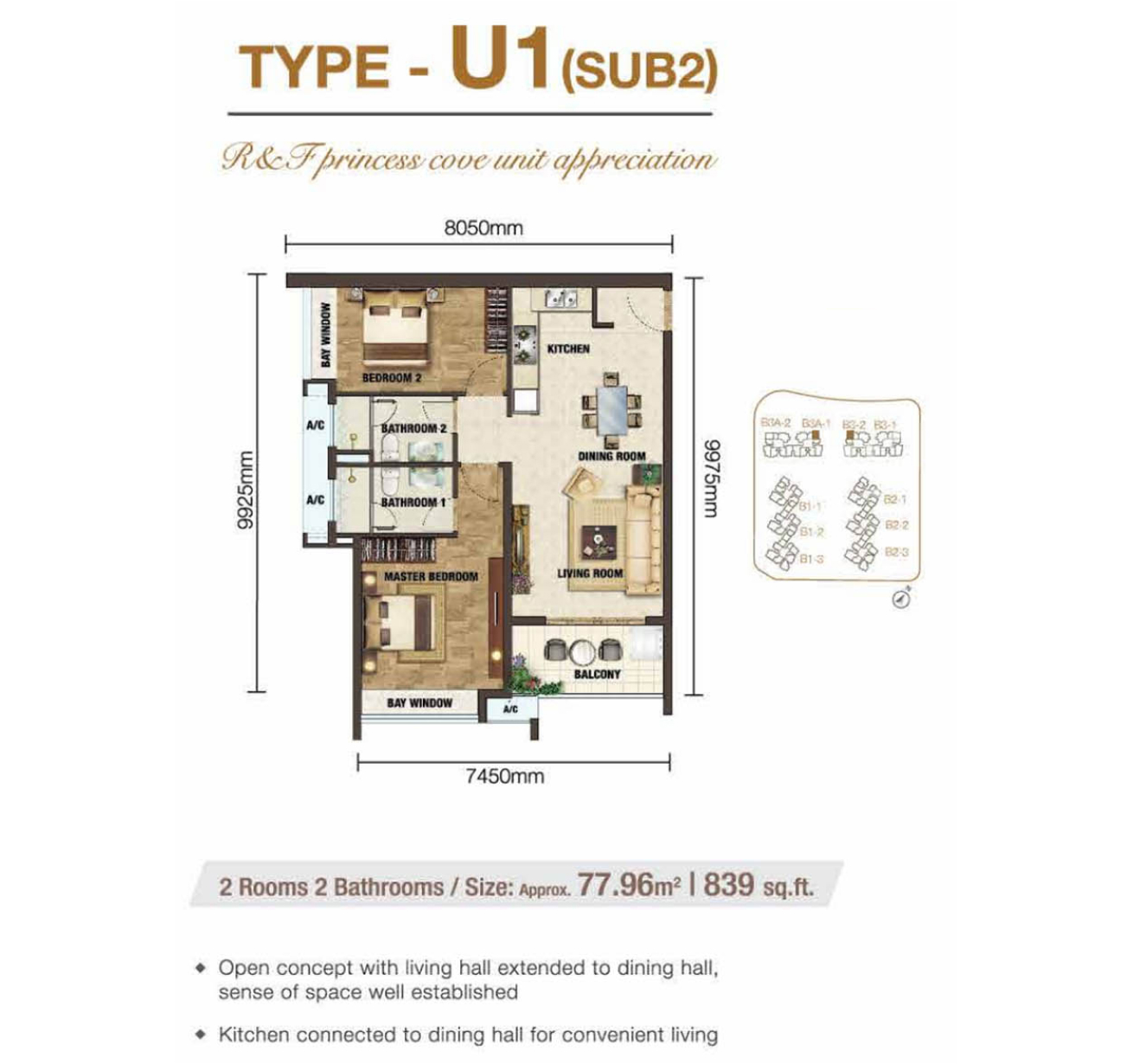 R&F 2 Bedrooms Type U1 (Sub2)