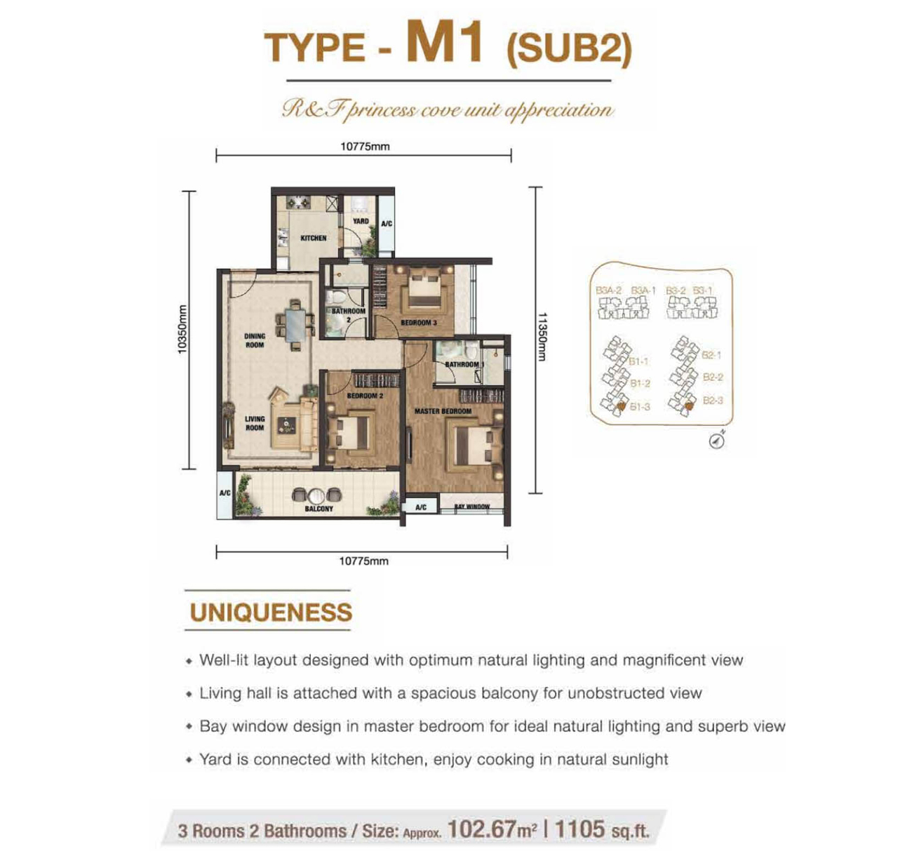 R&F 3 Bedrooms Type M1 (Sub2)